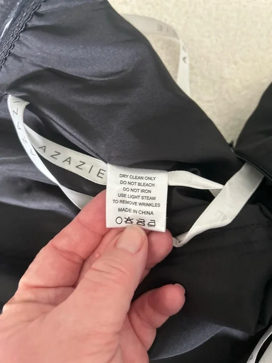 Azazie Black Sheath Strapless Chiffon Convertible Dress A6 - Picture 15 of 16